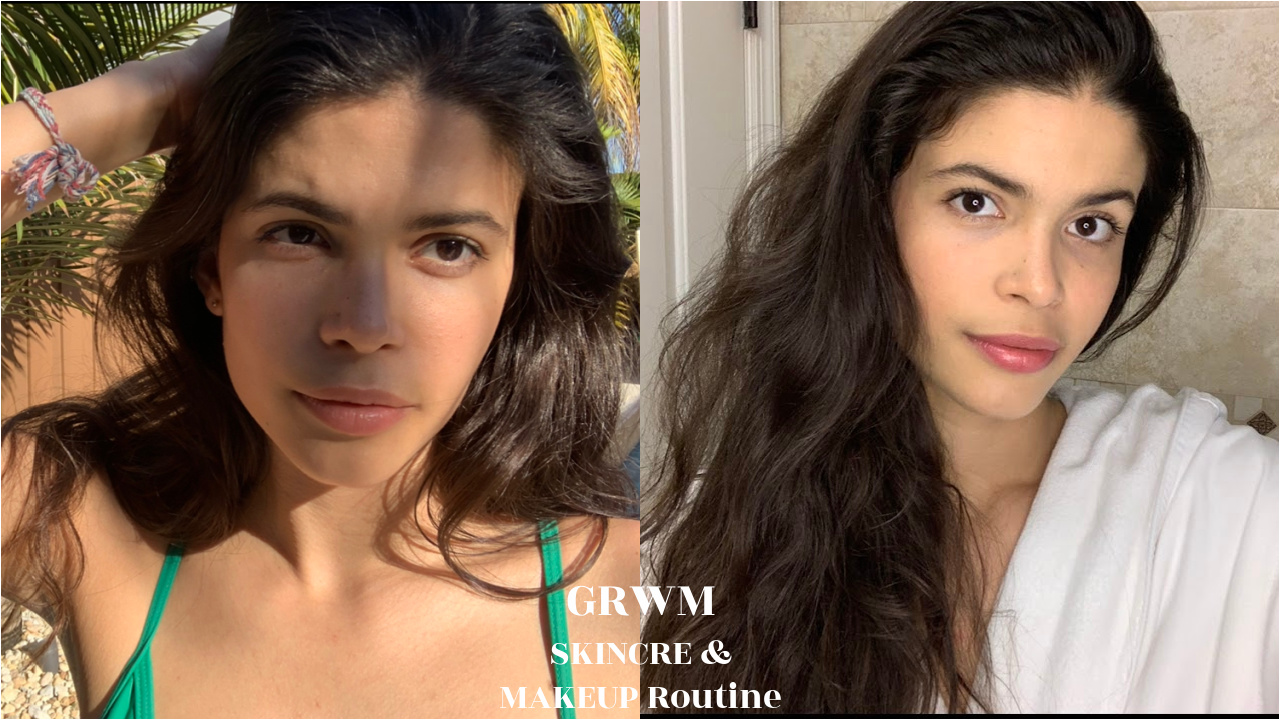 miami girl in green bikini vlog skincare and make up